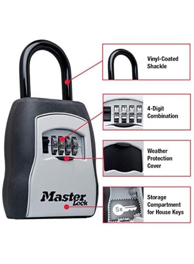 Master Lock Key Lock Box, Outdoor Lock Box for House Keys, Portable combination Lockbox Resettable Code, 5400EC, Black - Image 3
