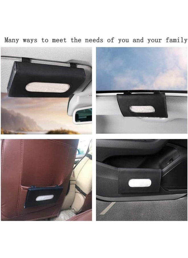HERIOS Leather Premium Napkin & Tissue Holder, For Backseat And Car Visor, Cartbox02B, Black  - Image 4
