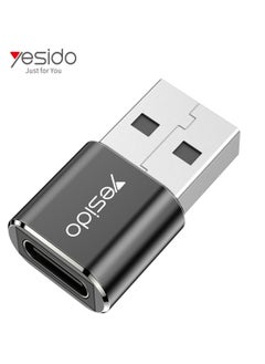 Yesido Yesido GS09 Connector Adapter Type-C to USB Mini Aluminum Alloy Data Transfer Super Fast Charging 2.0A OTG Adapter - Black  - Image 2