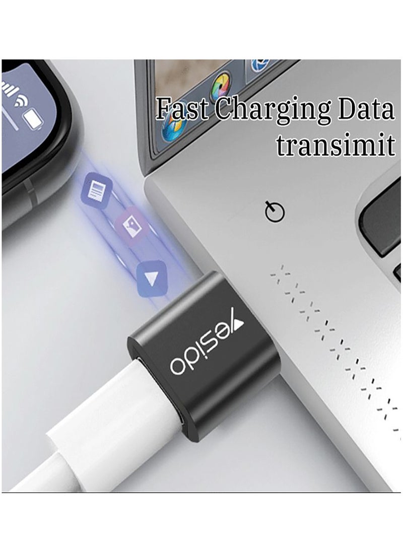 Yesido - Yesido GS09 Connector Adapter Type-C to USB Mini Aluminum Alloy Data Transfer Super Fast Charging 2.0A OTG Adapter - Black - Image 1