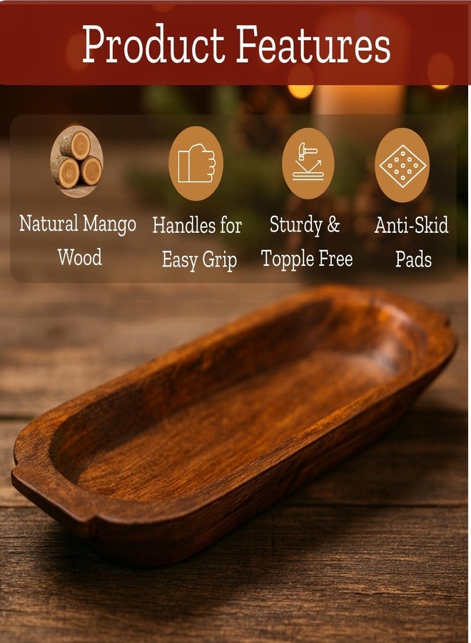 Mie Creations 16'' Large Wooden Dough Bowl for Decor, Huge Decorative Centerpiece Oval Rustic Dough Bowls for Table | Handmade Long Wood Bowl, Thanksgiving Christmas, Festival Dining Decorations - Image 4