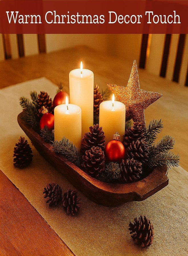 Mie Creations 16'' Large Wooden Dough Bowl for Decor, Huge Decorative Centerpiece Oval Rustic Dough Bowls for Table | Handmade Long Wood Bowl, Thanksgiving Christmas, Festival Dining Decorations - Image 2