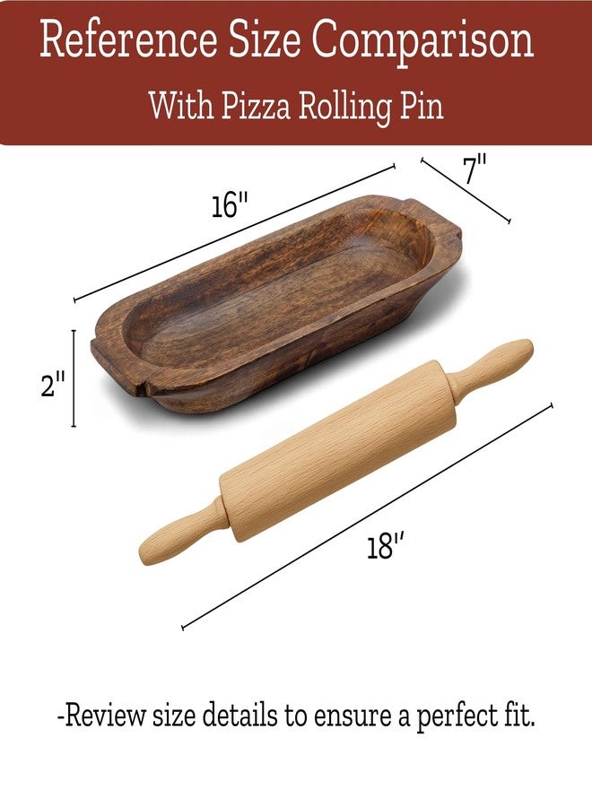 Mie Creations 16'' Large Wooden Dough Bowl for Decor, Huge Decorative Centerpiece Oval Rustic Dough Bowls for Table | Handmade Long Wood Bowl, Thanksgiving Christmas, Festival Dining Decorations - Image 3