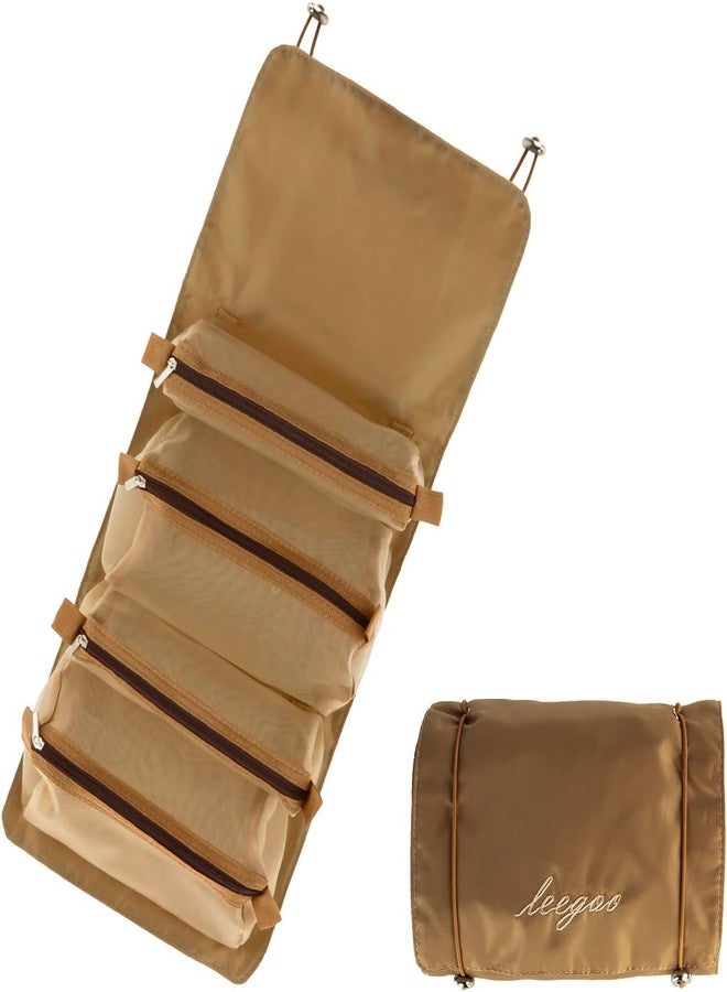 Rabbonix 4 in 1 Makeup Pouch Detachable Toiletry Bag for Travels Cosmetic Organizer for Women | Khaki | Pack of 01 - Image 1