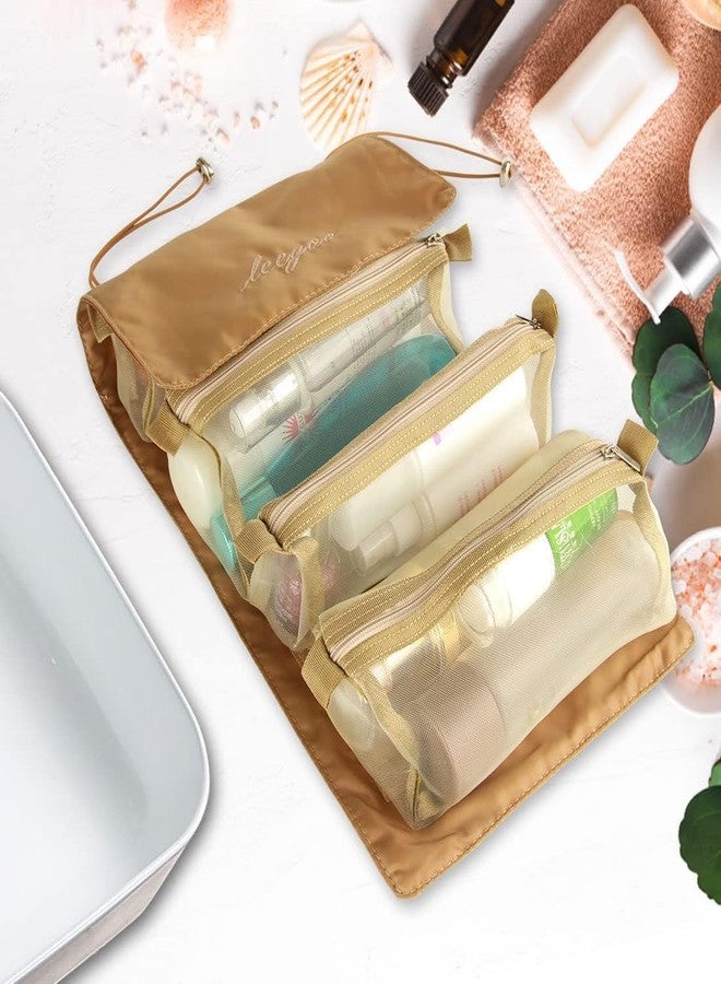 Rabbonix 4 in 1 Makeup Pouch Detachable Toiletry Bag for Travels Cosmetic Organizer for Women | Khaki | Pack of 01 - Image 5