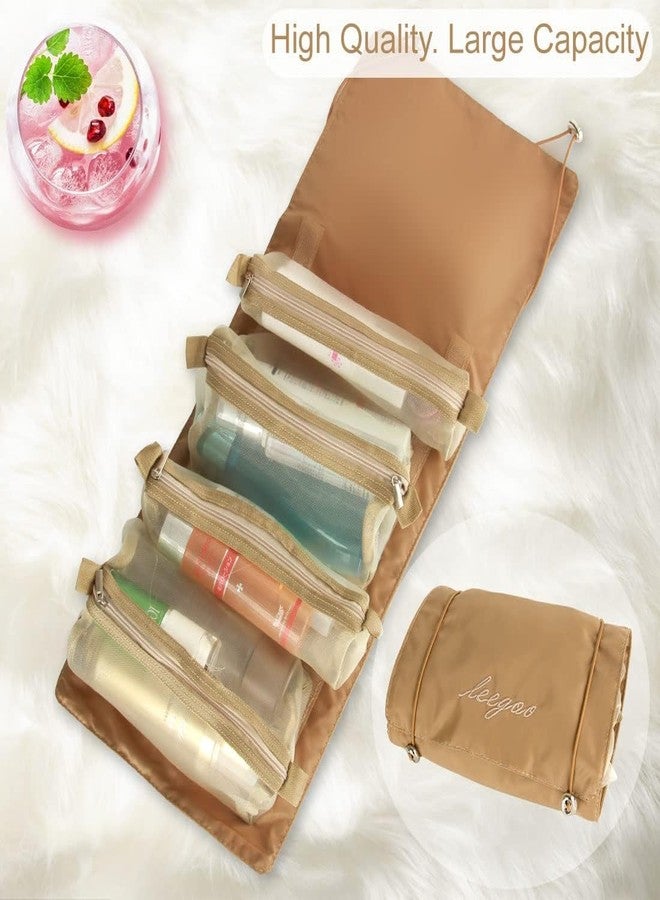 Rabbonix 4 in 1 Makeup Pouch Detachable Toiletry Bag for Travels Cosmetic Organizer for Women | Khaki | Pack of 01 - Image 4