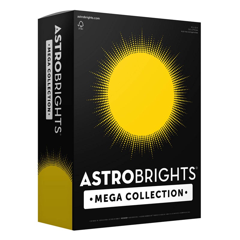 Astrobrights مجموعة أستروبرايتس ميغا، ورق ملون، أصفر ساطع، 625 ورقة، 24 رطل/89 جرام، 8.5" × 11" - المزيد من الأوراق! (91618) - Image 5