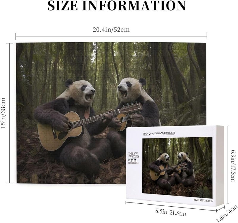 باندا عملاقة تعزف على الجيتار 500 قطعة لغز للأشخاص البالغين ديكور المنزل 20.4 × 15 بوصة - Image 5