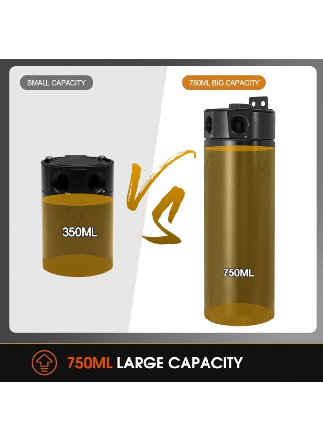 2 Port Baffled Oil Catch Can Kit Reservoir Tank 750ML Billet Aluminum with Breather Filter and Drain Valve - Image 3