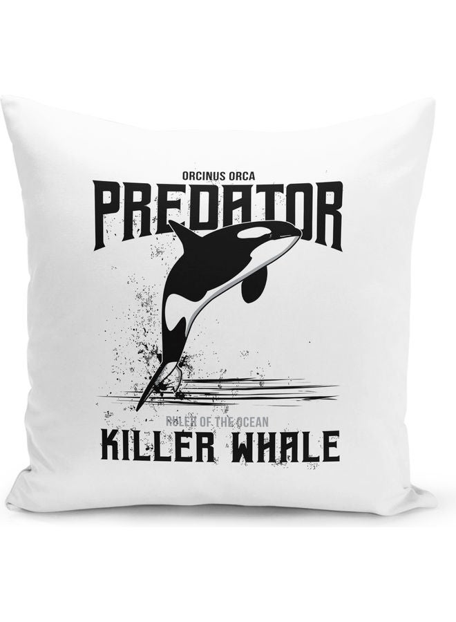 NIBEMINENT Whale Themed Decorative Throw Pillow White/Black 40x40cm - Image 1