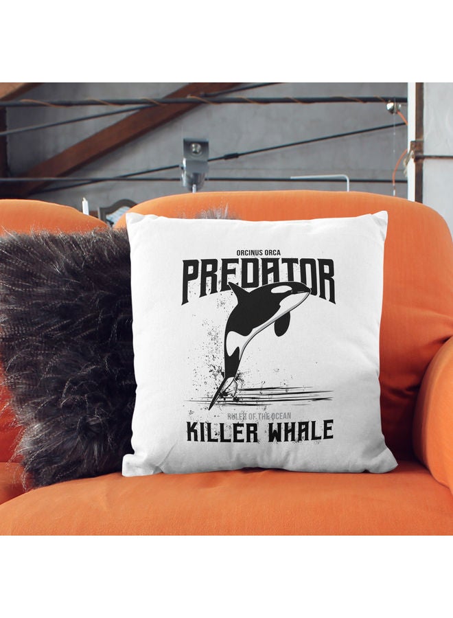 NIBEMINENT Whale Themed Decorative Throw Pillow White/Black 40x40cm - Image 2