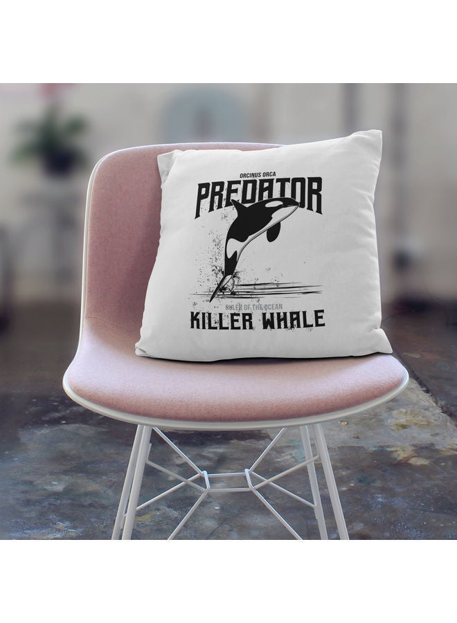 NIBEMINENT Whale Themed Decorative Throw Pillow White/Black 40x40cm - Image 3