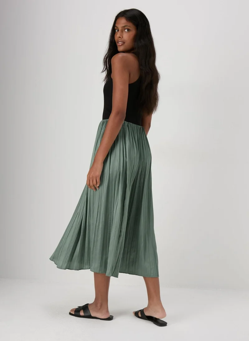 Matalan Green Crinkle Midi Skirt