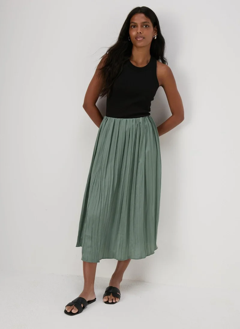 Matalan Green Crinkle Midi Skirt