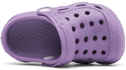 INMINPIN Kids Girls Boys Clogs Garden Shoes Toddler Slides Sandals Children Water Shower Beach Pool Slippers Indoor Outdoor,Big Kid 3,Purple - Image 4