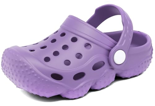 INMINPIN Kids Girls Boys Clogs Garden Shoes Toddler Slides Sandals Children Water Shower Beach Pool Slippers Indoor Outdoor,Big Kid 3,Purple - Image 1