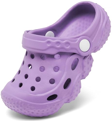 INMINPIN Kids Girls Boys Clogs Garden Shoes Toddler Slides Sandals Children Water Shower Beach Pool Slippers Indoor Outdoor,Big Kid 3,Purple - Image 2