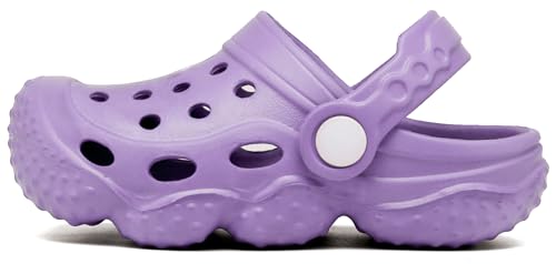 INMINPIN Kids Girls Boys Clogs Garden Shoes Toddler Slides Sandals Children Water Shower Beach Pool Slippers Indoor Outdoor,Big Kid 3,Purple - Image 3