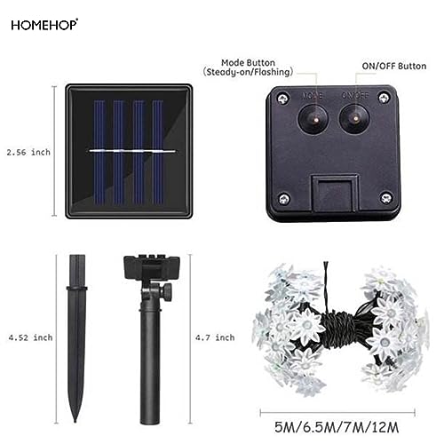 Homehop 30 Led Solar Outdoor String Lights Lotus Shape for Home Garden Balcony Terrace,Wall Waterproof Rechargeable Decorative Diwali Decoration Lamp -ABS (6.5M,WarmColor,Pack of 2), Yellow - Image 3