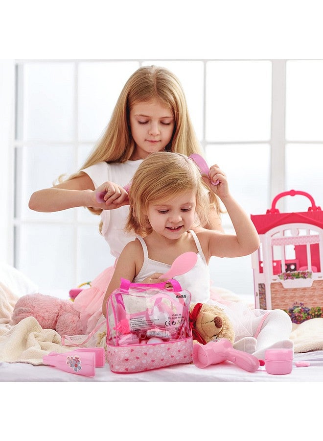 deAO 40 Piece Baby Doll Accessories Bag With Baby Feeding Accessories Clothes Doll Bear Bath Toys Soother Dummy And Much More Great Nurturing Pretend Toy For Kids  - Image 4