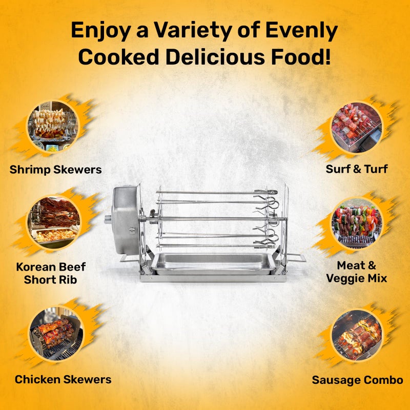 ROTO-Q 360 Skewer Set: Create Perfect Kebabs with This Rotisserie Attachment - For Meats, Vegetables, and More (Compatible with ROTOQ360 Rotisserie) - Image 4