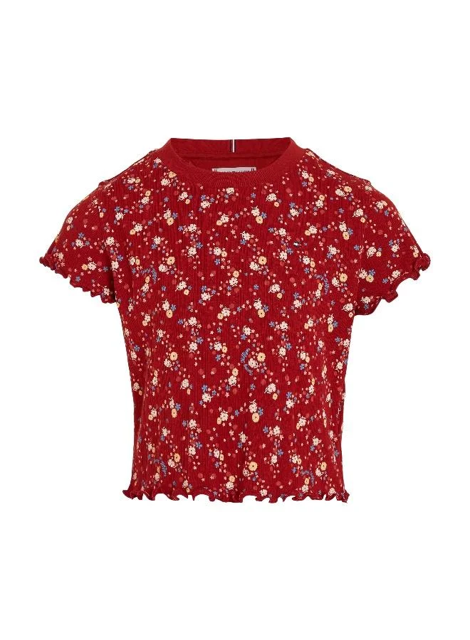 TOMMY HILFIGER FLOWER POINTELLE TEE SS