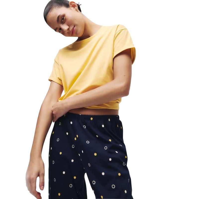 Marks & Spencer Printed Multicolor Cotton Rich Womens Round Neck Short Sleeves Regular Fit Pyjama & Top Set - Image 5