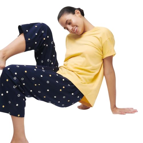 Marks & Spencer Printed Multicolor Cotton Rich Womens Round Neck Short Sleeves Regular Fit Pyjama & Top Set - Image 2
