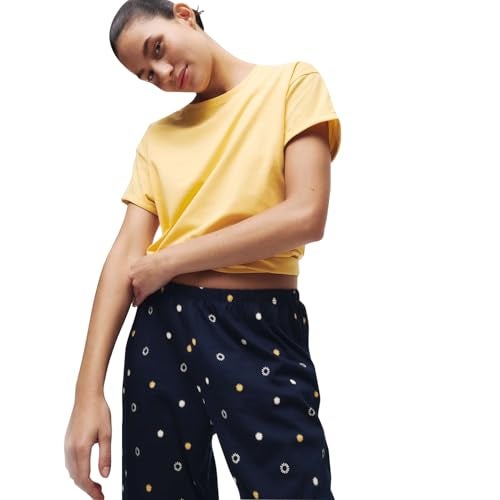 Marks & Spencer Printed Multicolor Cotton Rich Womens Round Neck Short Sleeves Regular Fit Pyjama & Top Set - Image 1