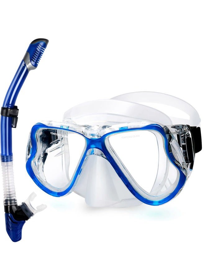Greatever Dry Snorkel Set,Panoramic Wide View,Anti-Fog Scuba Diving Mask,Easy Breathing and Professional Snorkeling Gear for Adults - Image 1