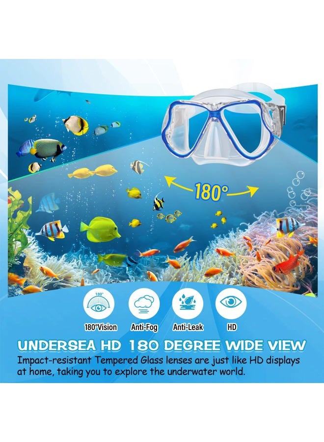 Greatever Dry Snorkel Set,Panoramic Wide View,Anti-Fog Scuba Diving Mask,Easy Breathing and Professional Snorkeling Gear for Adults - Image 2