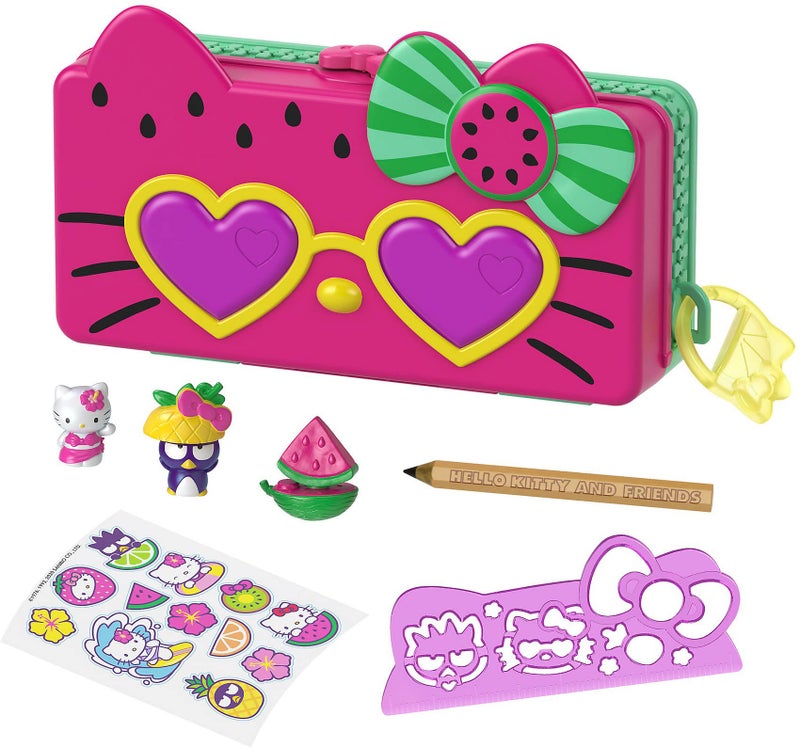 Hello Kitty Sanrio Hello Kitty & Friends Watermelon Beach Pencil Box Playset GVC39 - Image 1