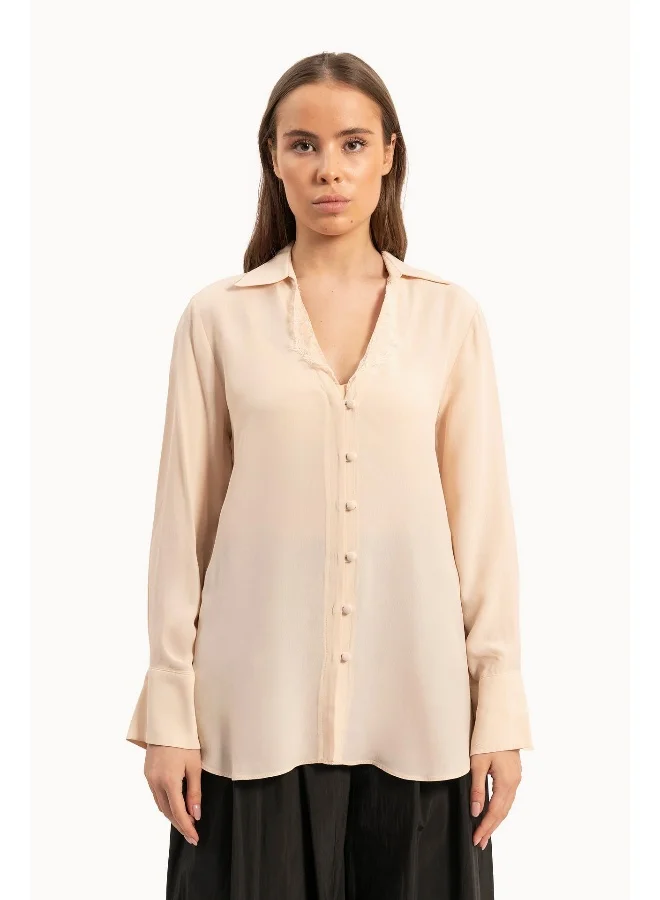 Wecre8 Women's Lace Peach Blouse