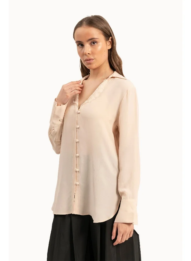 Wecre8 Women's Lace Peach Blouse