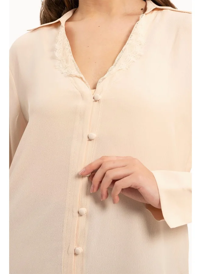 Wecre8 Women's Lace Peach Blouse