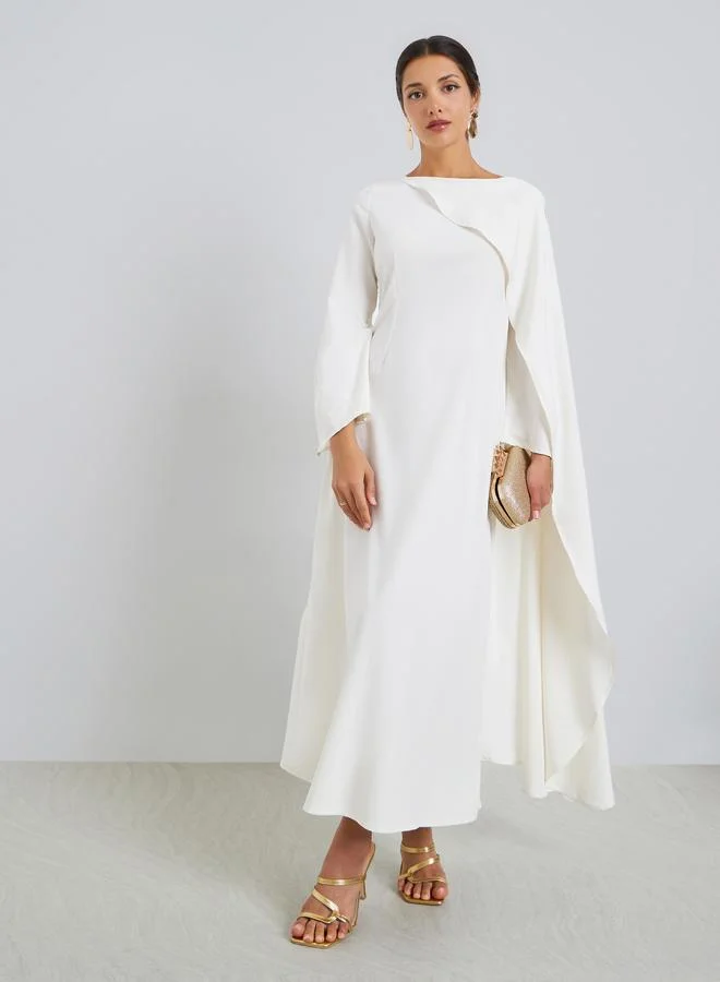 Styli Women Cape Detail Evening Maxi Dress