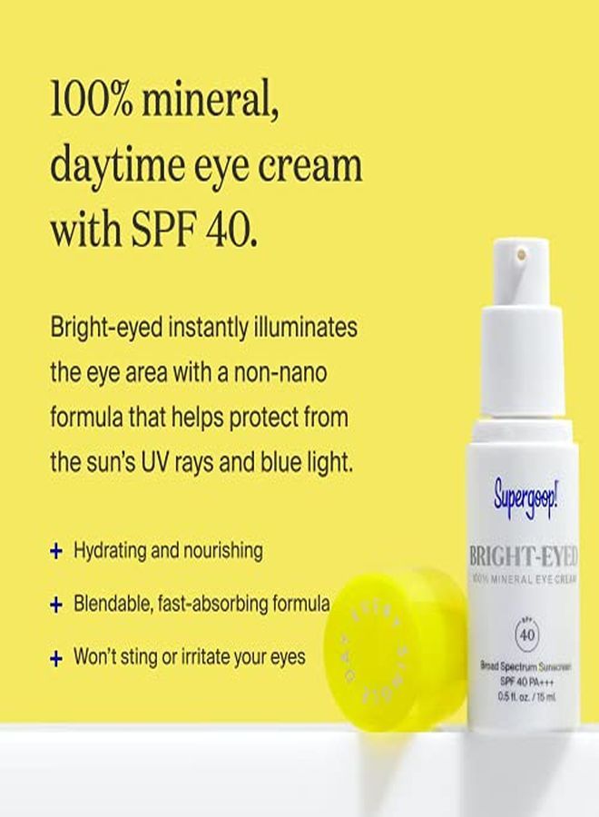 Supergoop! Brighteyed 100% Mineral Eye Cream 05 Fl Oz Spf 40 Pa+++ Hydrating & Illuminating Mineral Sunscreen Wrinklereducing Under Eye Cream For Dark Circles & Puffiness Revives Tired Eyes - Image 2