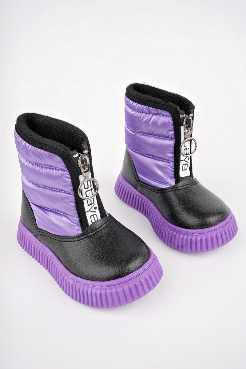 muggo Candy Guaranteed Baby Comfortable Mold Front Zippered Fur Lined Rain and Snow Boots - Image 4