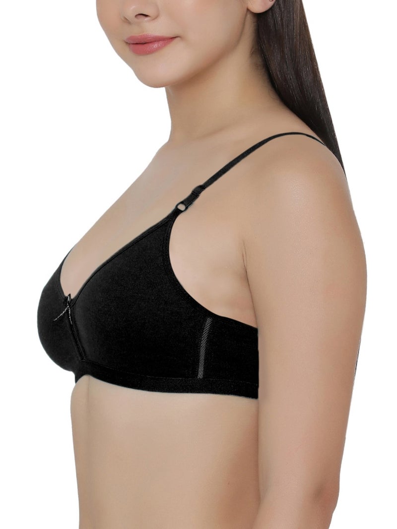 Clovia Women's Cotton Rich Solid Non-Padded Full Cup Wire Free T-Shirt Bra (BR0638P13_Black_36B) - Image 4
