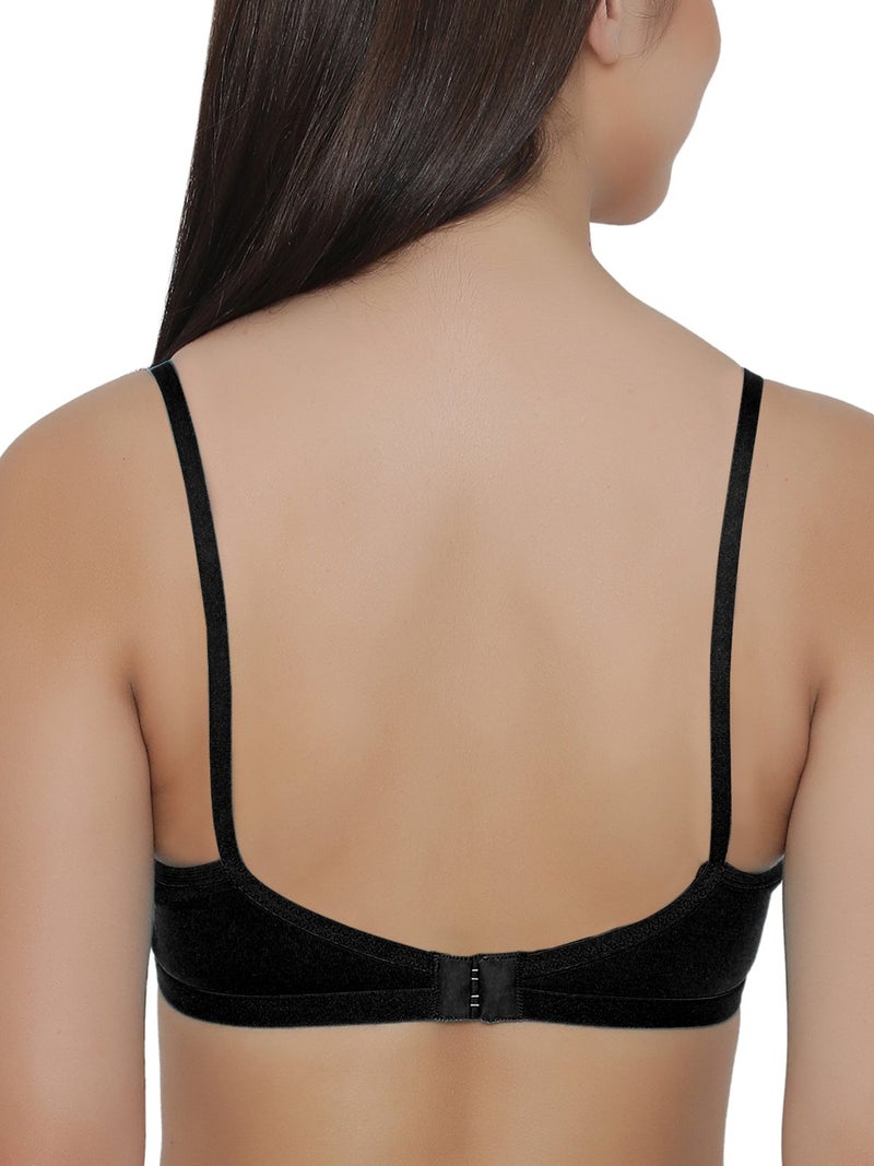 Clovia Women's Cotton Rich Solid Non-Padded Full Cup Wire Free T-Shirt Bra (BR0638P13_Black_36B) - Image 5
