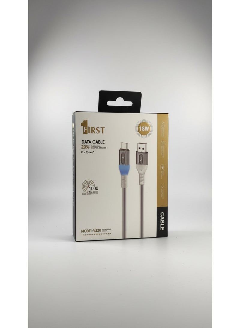 فيرست 1 كابل فرست 1 v220 بقدرة 18 واط لشحن الهواتف بنظام الشحن السريع, مع منفذ usb A الي Type-C - Image 5