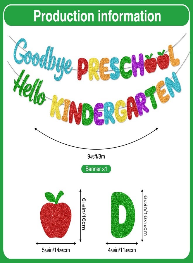Biswiter Preschool Graduation Decorations, Glitter 17Pcs Pre k Graduation Decorations Goodbye Preschool Hello Kindergarten Banner Hanging Swirls, Pre k Banner for Children Graduate - Image 3