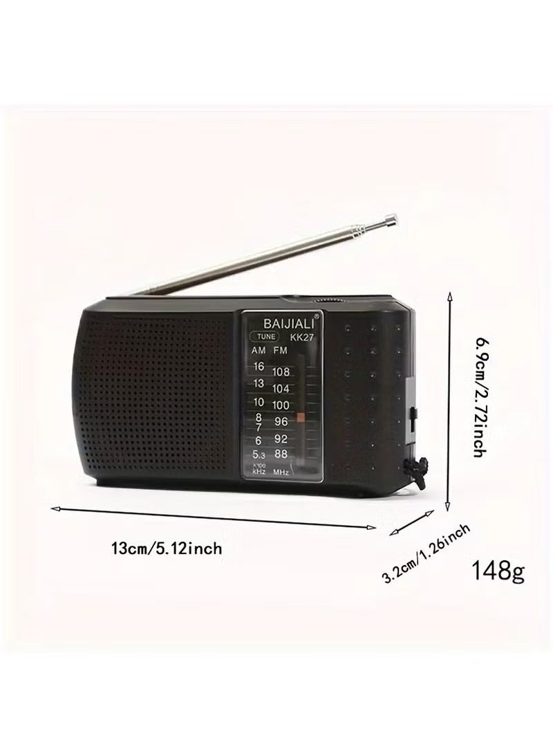 BAIJIALI Vintage FM Radio Cross-border Elderly Portable Fashion Retro Radio AM FM SW Two Band Radio, Portable Radio AM FM, Transistor Radio With Speaker, Headphone Jack - Image 2