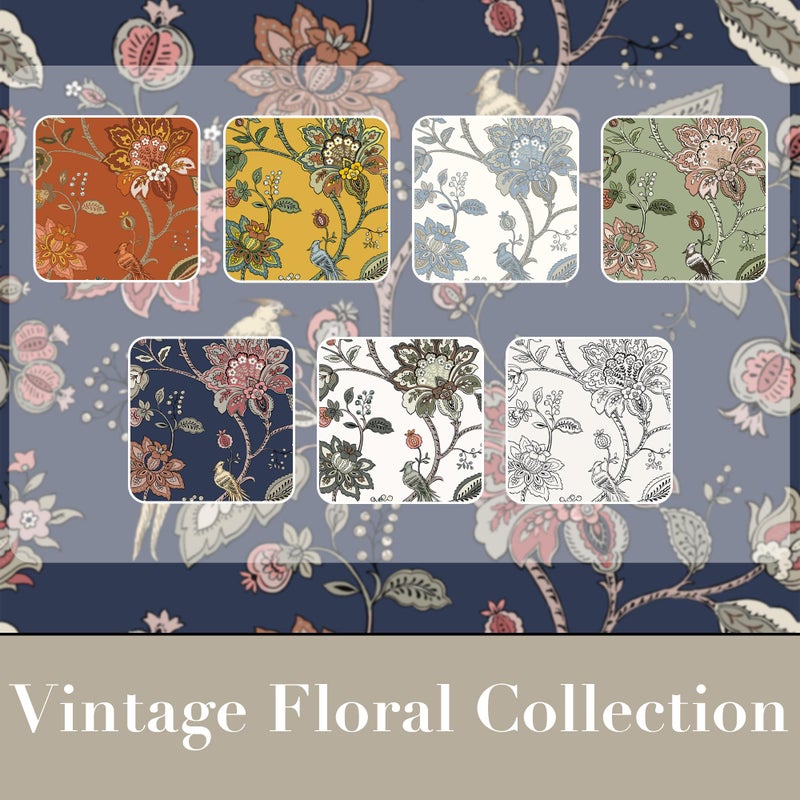 Lino Rosa 90 Inch Navy Blue Floral Patterned Blackout Curtains, Print Back Tab Curtains for Living Room Bedroom, 2 Panel Set, 50x90 in Long - Image 5