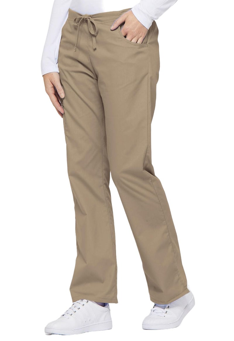 Dickies Women's Signature Mid Rise Drawstring Scrubs Cargo Pant, Dark Khaki, Small - Image 2