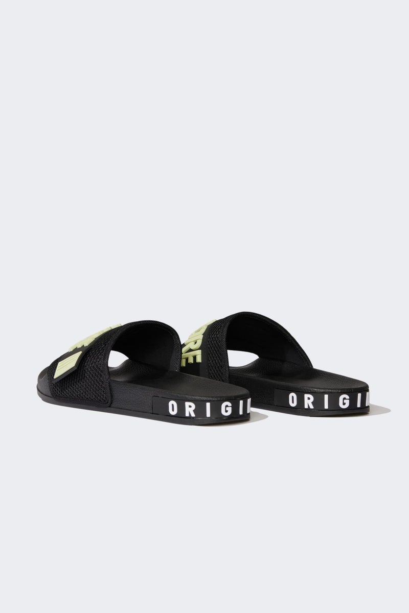 ديفاكتو شبشب رجالي إيفا بكعب مسطح بشريط مفرد أسود مزين - Image 4