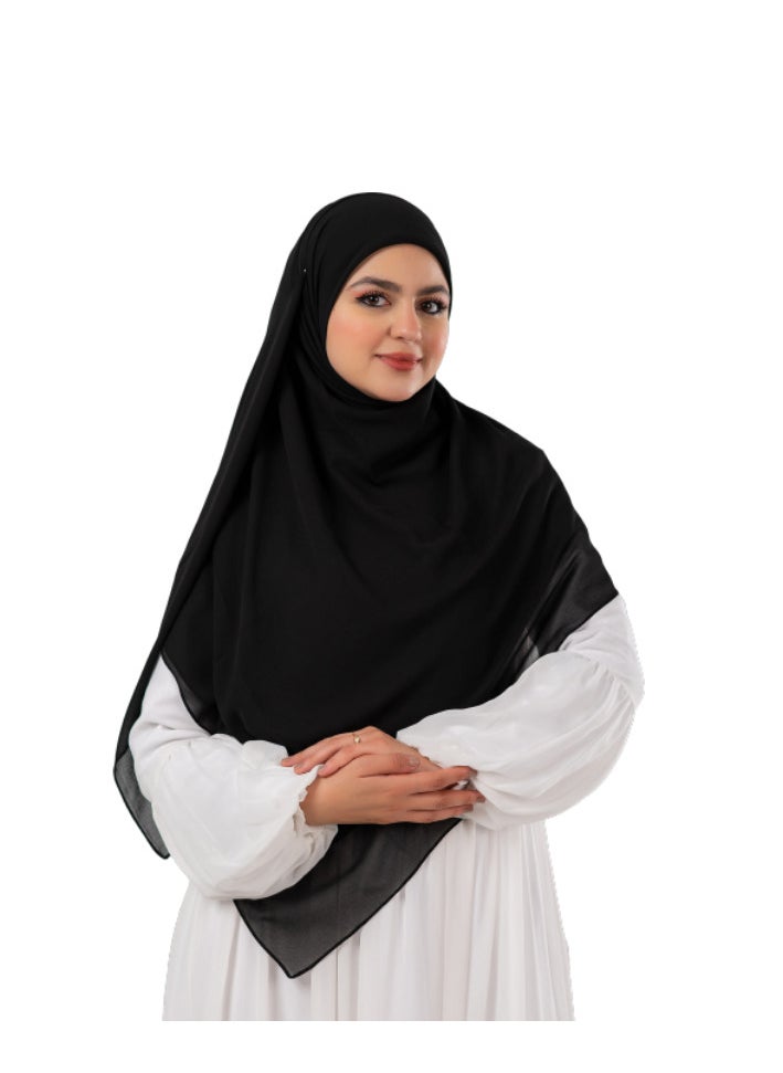 Generic Plain Malaysian Khimar, 150 x 150 cm | Soft and light crepe chiffon material | Suitable for veiled women - full coverage and everyday elegance  - Image 2