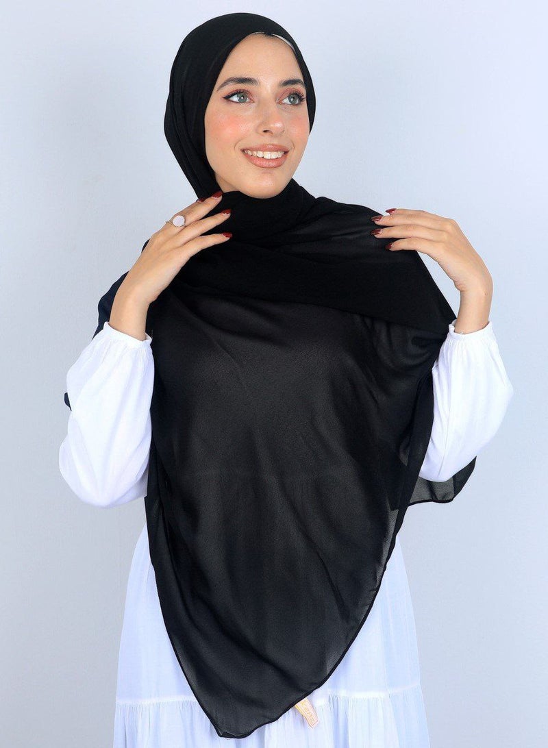 Plain Malaysian Khimar, 150 x 150 cm | Soft and light crepe chiffon material | Suitable for veiled women - full coverage and everyday elegance - Image 2