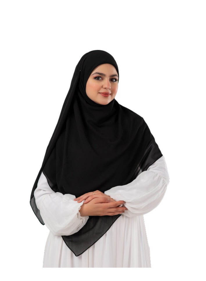 Plain Malaysian Khimar, 150 x 150 cm | Soft and light crepe chiffon material | Suitable for veiled women - full coverage and everyday elegance - Image 1