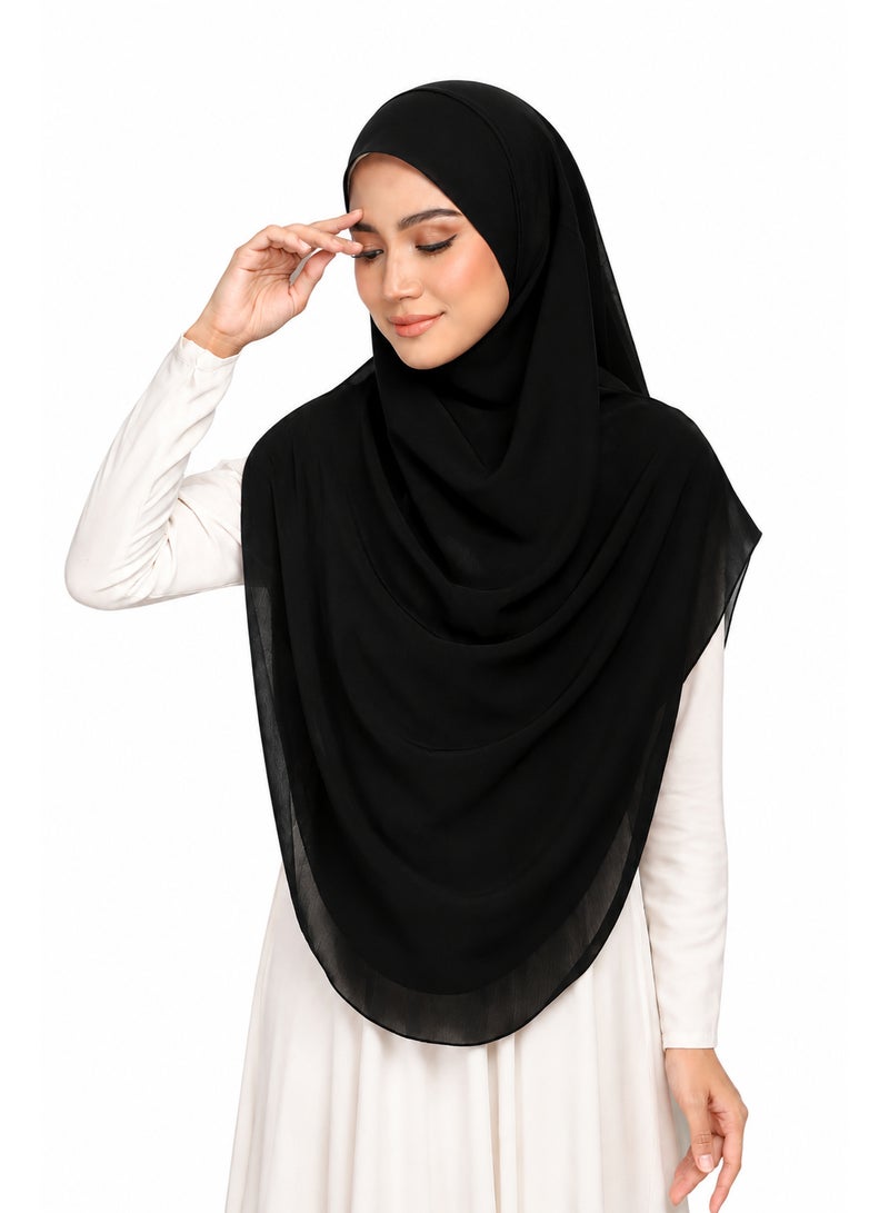 Plain Malaysian Khimar, 150 x 150 cm | Soft and light crepe chiffon material | Suitable for veiled women - full coverage and everyday elegance - Image 3
